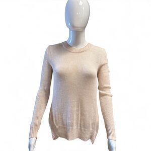Babaton - Cream Silk & Linen Open Back Crew Neck Sweater